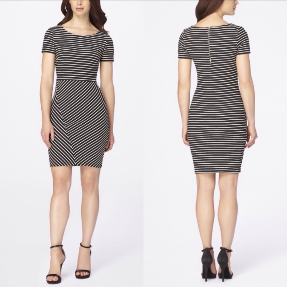 Tahari striped ribbed sheath dress